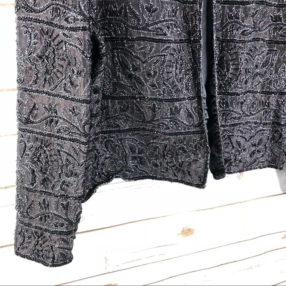 Adrianna Papell Evening black floral beaded blazer - Picture 4 of 8
